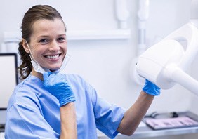 Dental hygienist smiles