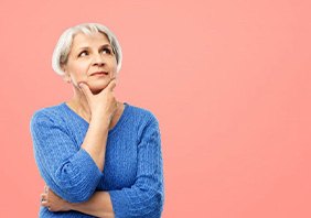 Lady considers something