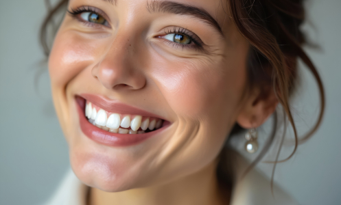 Close-up portrait of beautiful, smiling woman