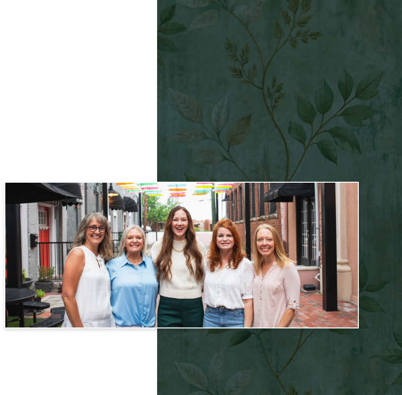 Image of waiting room and image of Conyers dental team