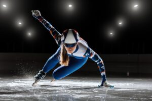 Athlete ice skating. 
